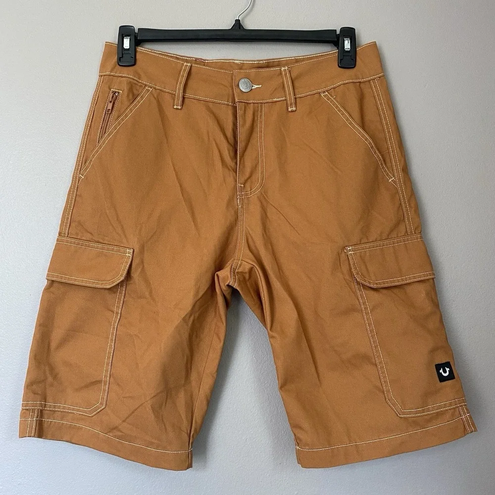 True Religion Cargo Shorts‎ Dark Khaki Men's Sz 30 (32x12) Utility Hiking Casual